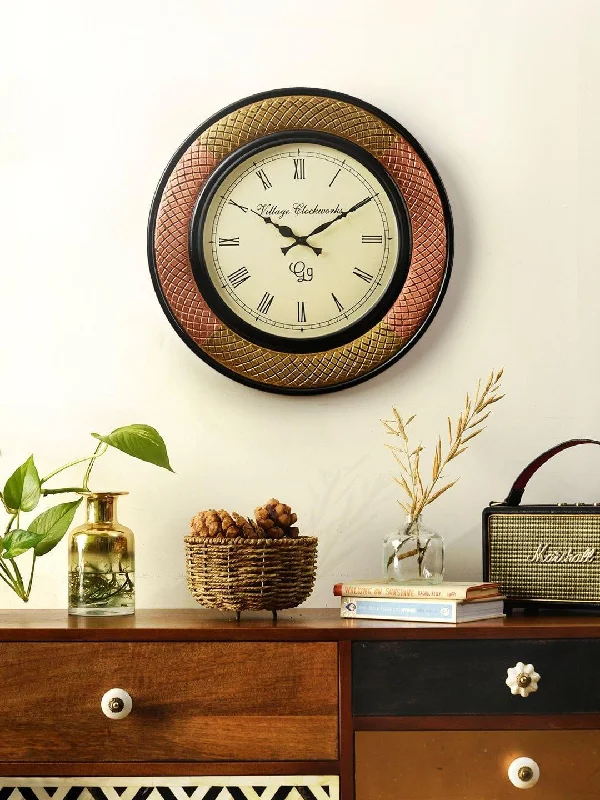 Round Polish with Metal Brass 18 Inches Wall Clock