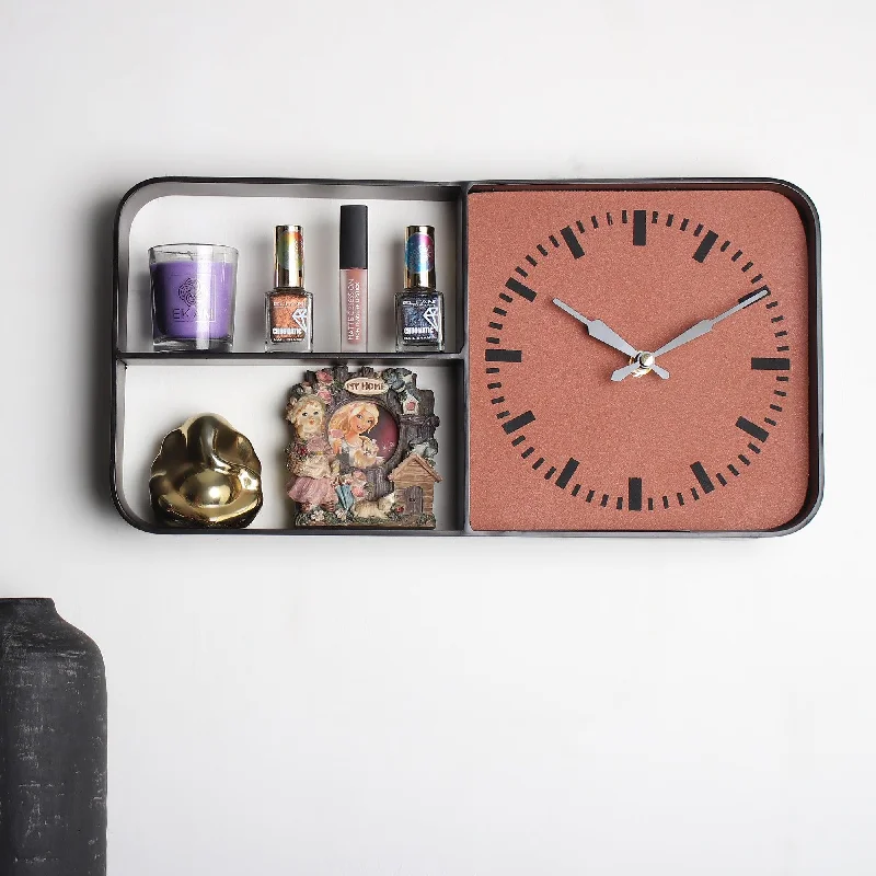 Timekeeper Shelves Wall Clock in Gold