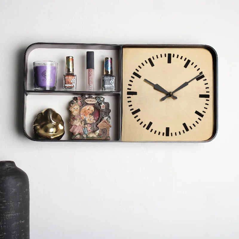 Timekeeper Shelves Wall Clock in Terracota