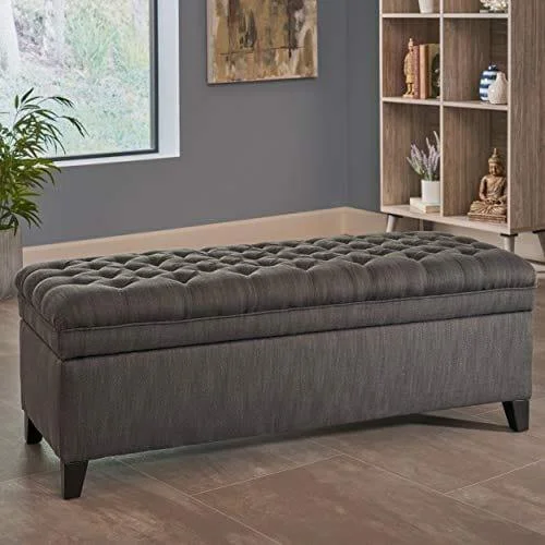 Juliana Fabric Storage Ottoman, Gray