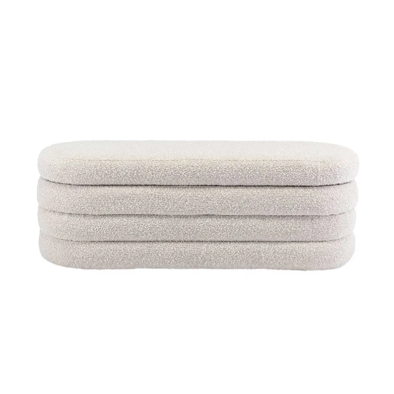 Mecca Boucle Oval Storage Ottoman