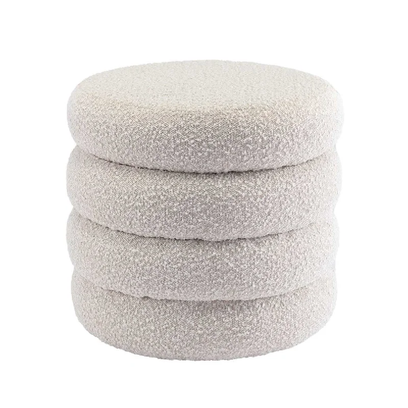 Mecca Boucle Round Storage Ottoman