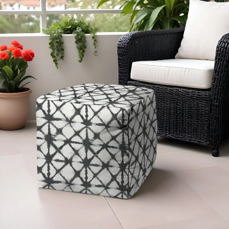 17" Cube Indoor / Outdoor Pouf Ottoman - Gray