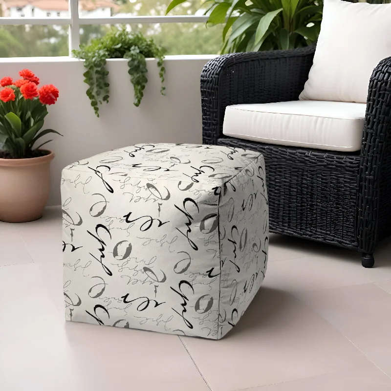 17" Polyester Cube, Indoor Outdoor Pouf Ottoman - Gray