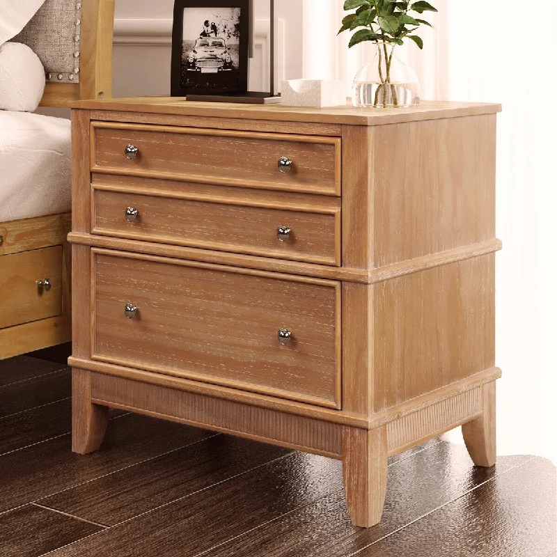 3-Drawer Hazelnut Side Table for Living Room, Hallway, Entryway