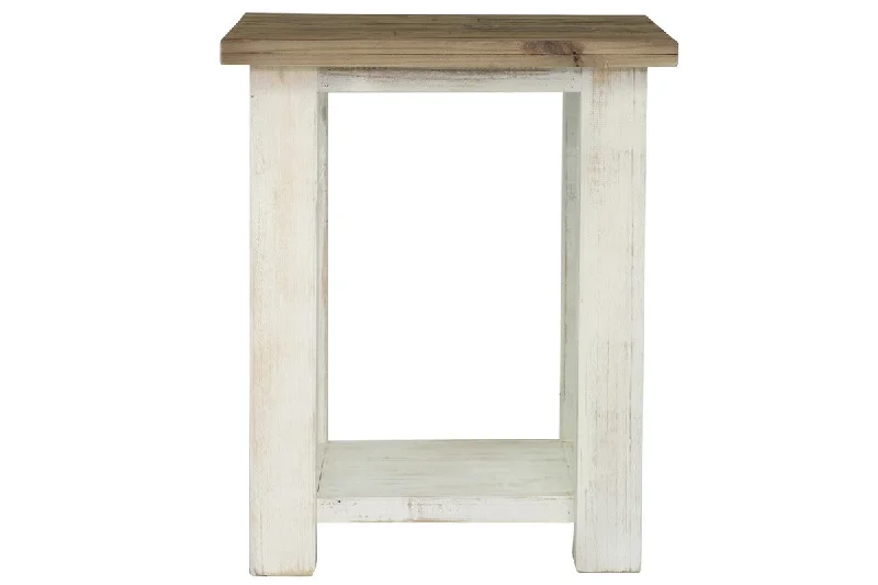 Borsgade Reclaimed Pine 17.5" End Table - Antique White/Rustic Natural