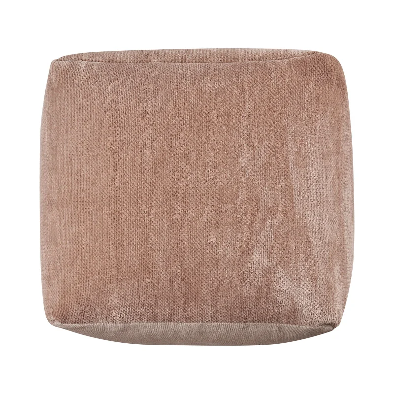 Chenille Cube Pouf Ottoman - Beige