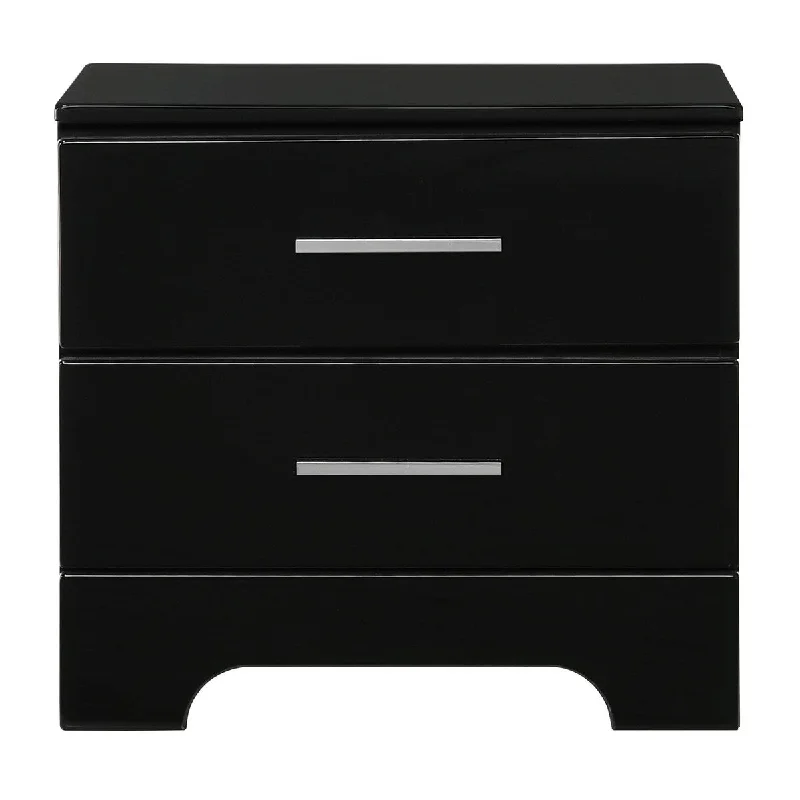 Contemporary 2-Drawer Nightstand End Table Black Finish Elegant Look