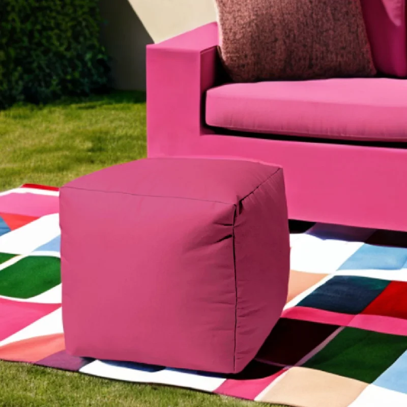 Cool Bright Solid Color Indoor Outdoor Pouf Ottoman - Hot Pink