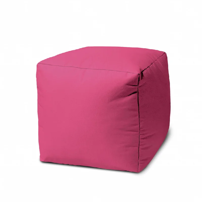 Cool Bright Solid Color Indoor / Outdoor Pouf Ottoman - Hot Pink