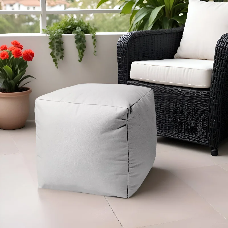 Cool Crisp Solid Color Indoor / Outdoor Pouf Ottoman - White