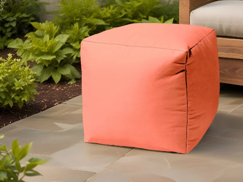 Cool Flamingo Solid Color Indoor / Outdoor Pouf Ottoman - Coral