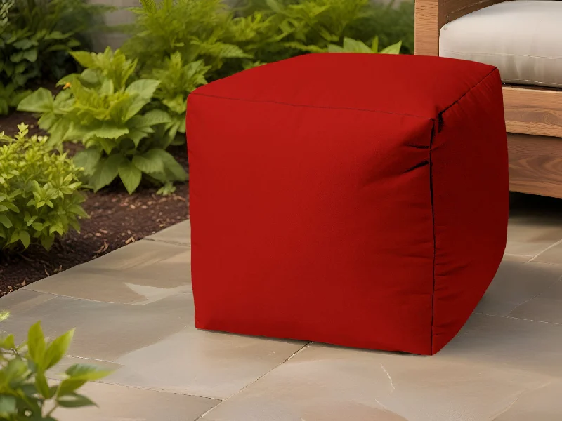 Cool Primary Solid Color Indoor Outdoor Pouf Ottoman - Red