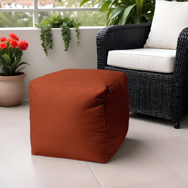 Cool Rust Solid Color Indoor Outdoor Pouf Ottoman - Dark Amber