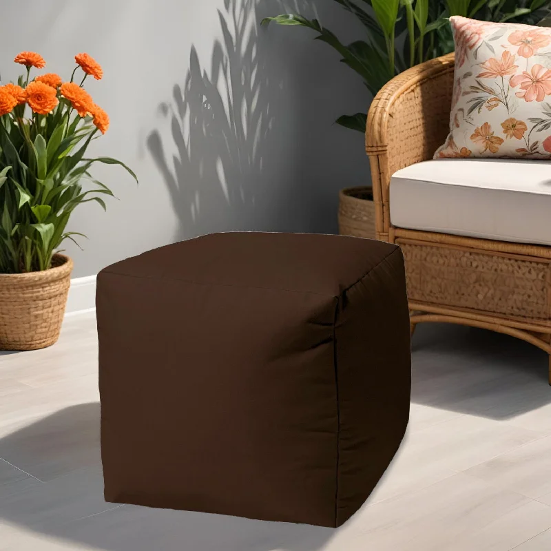 Cool Solid Color Indoor Outdoor Pouf Ottoman - Dark Chocolate Brown