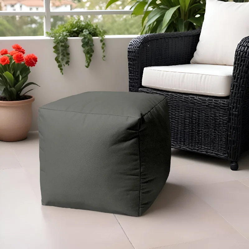 Cool Solid Color Indoor Outdoor Pouf Ottoman - Dark Gray