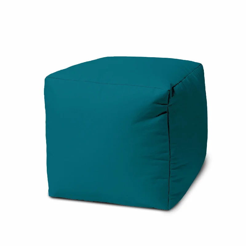 Cool Solid Color Indoor Outdoor Pouf Ottoman - Dark Teal