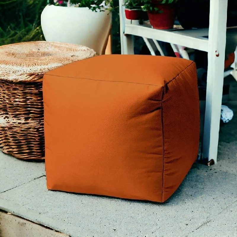 Cool Solid Color Indoor / Outdoor Pouf Ottoman - Orange