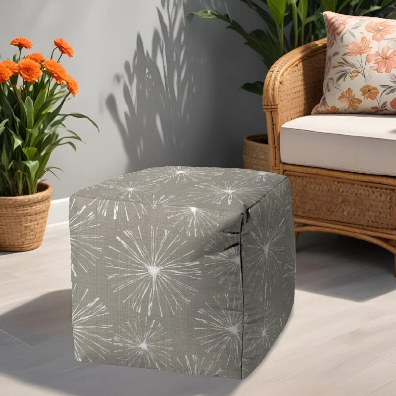 Cube Geometric Indoor Outdoor Pouf Ottoman - Taupe