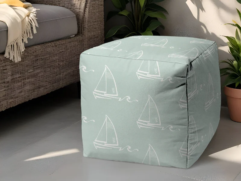 Cube Indoor Outdoor Pouf Ottoman - Green