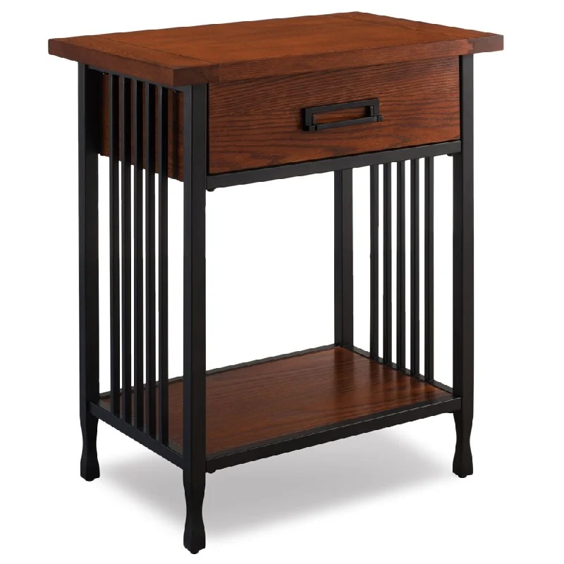 Design House Ironcraft Side Table in Burnished Oak