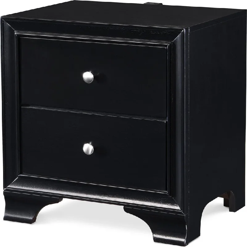 Edmond 2 Drawer Nightstand End Table with USB Charging Station, Black