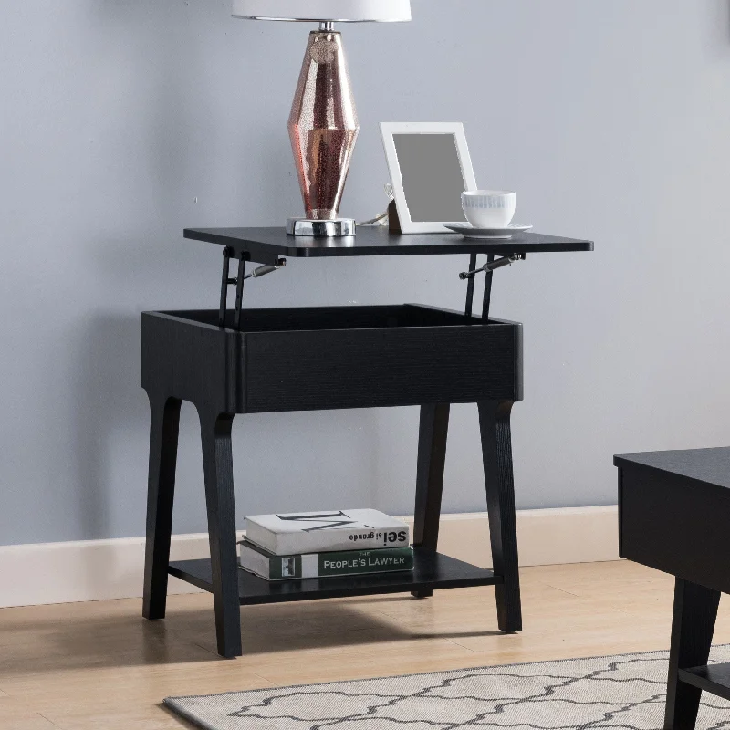 End Table, Lift Tabletop - Black