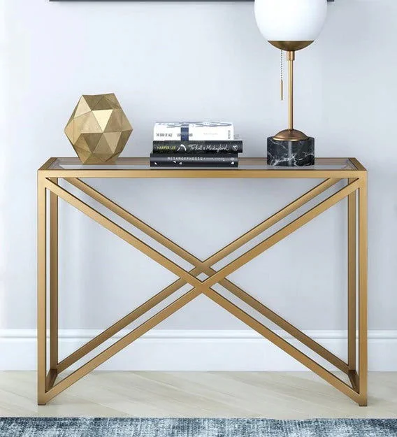 Glass Side Table with Metal Frame