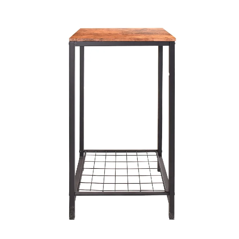 Industrial Nightstand, 2-Tier Side Table with Mesh Shelf, Narrow End Table for Living Room, Small Spaces,