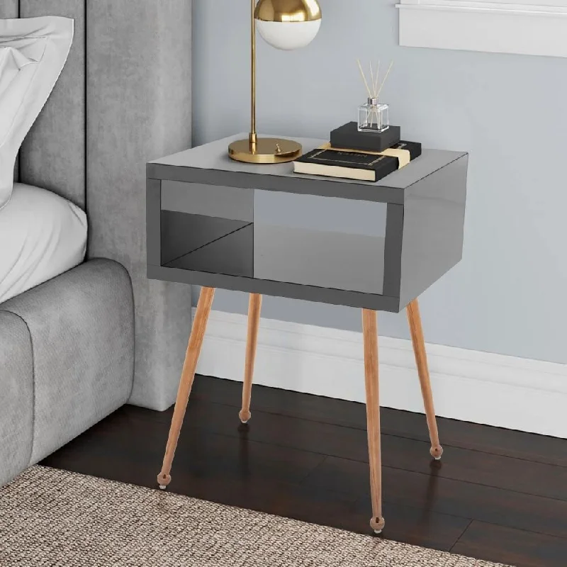 MIRROR END TABLE MIRROR NIGHTSTAND END&SIDE TABLE(Black)