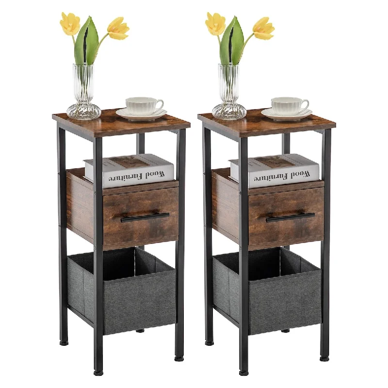 Nightstands Set of 2, Nightstand with Drawer, Small Tables, Beside Table, End Table, Side Table with Storage Drawer