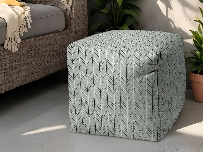 Polyester Cube Geometric Indoor Outdoor Pouf Ottoman - Green