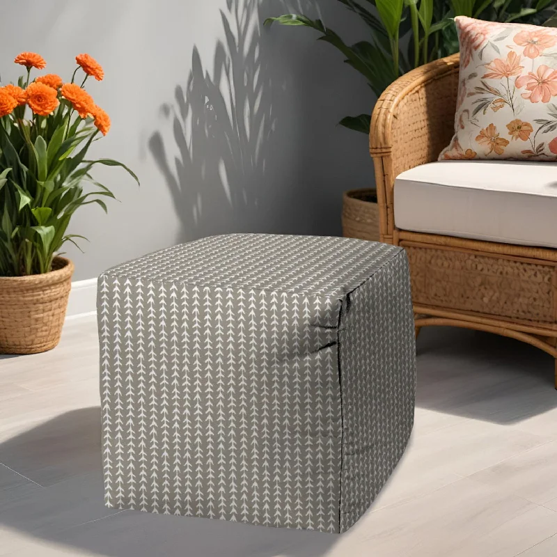 Polyester Cube Geometric Indoor Outdoor, Pouf Ottoman - Taupe