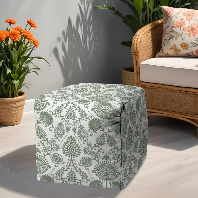 Polyester Cube Indoor Outdoor Pouf Ottoman - Green