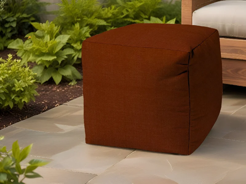 Polyester Cube Indoor / Outdoor Pouf Ottoman - Orange