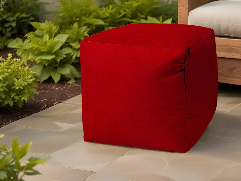 Polyester Cube Indoor / Outdoor Pouf Ottoman - Red