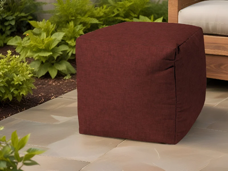 Polyester Cube, Indoor Outdoor Pouf Ottoman - Red