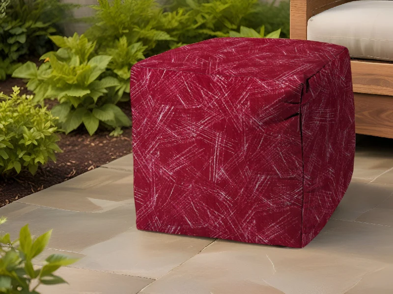 Polyester Cube Striped Indoor Outdoor Pouf Ottoman - Pink