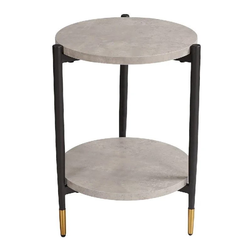 Round End Table-Mental 2Tier Side Table Nightstand/Small Iron Tables Accent Coffee Table for Living Room