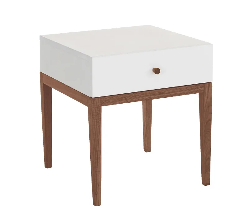 Wooden Frame Legs Base Side Table with Drawer