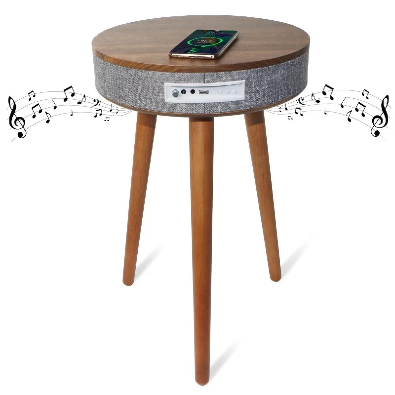 Smart End Table with Charging Station, Coffee Table with Wireless Charger and USB Charging Ports, Smart Nightstand