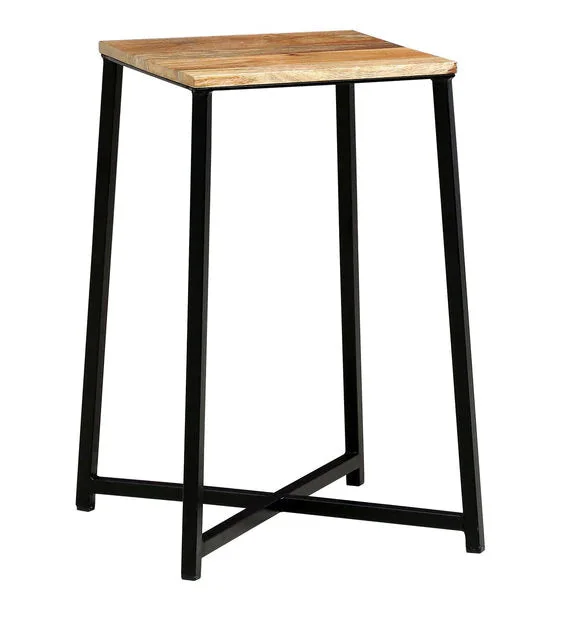 Wooden Side Table With Metal Frame