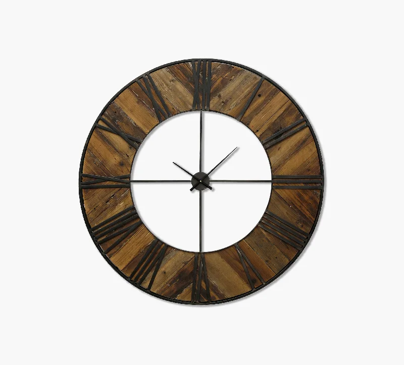 Wood and Metal Wall Clock