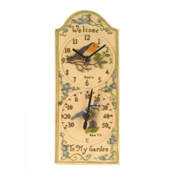 Wall Clock & Thermometer Birdberry 12"